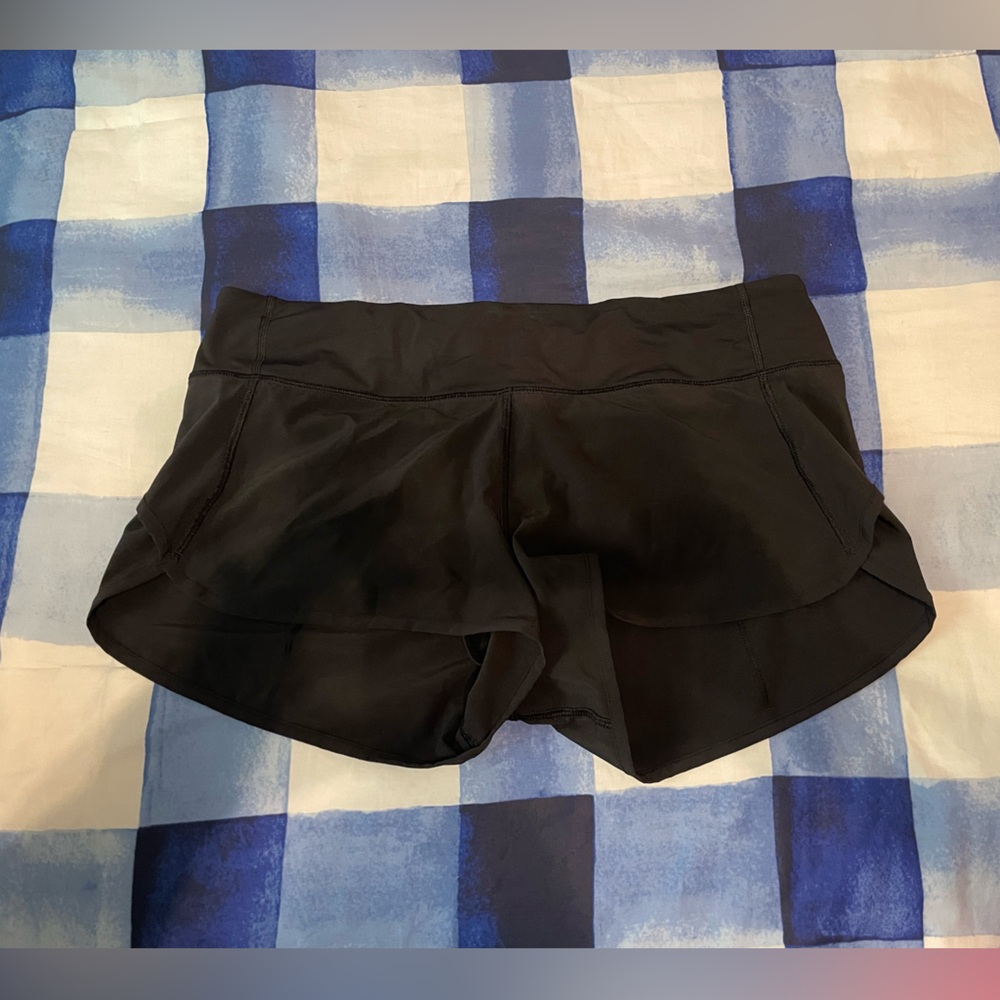 Like New Lululemon black speed up shorts size 10 low rise